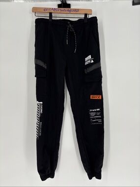 Rgstr black medium error warning cargo pants